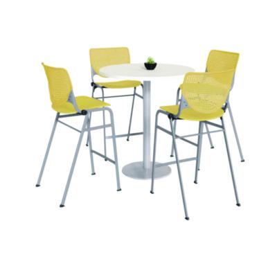 KFI811774037099 TABLE,4 YLW STOOLS,WH