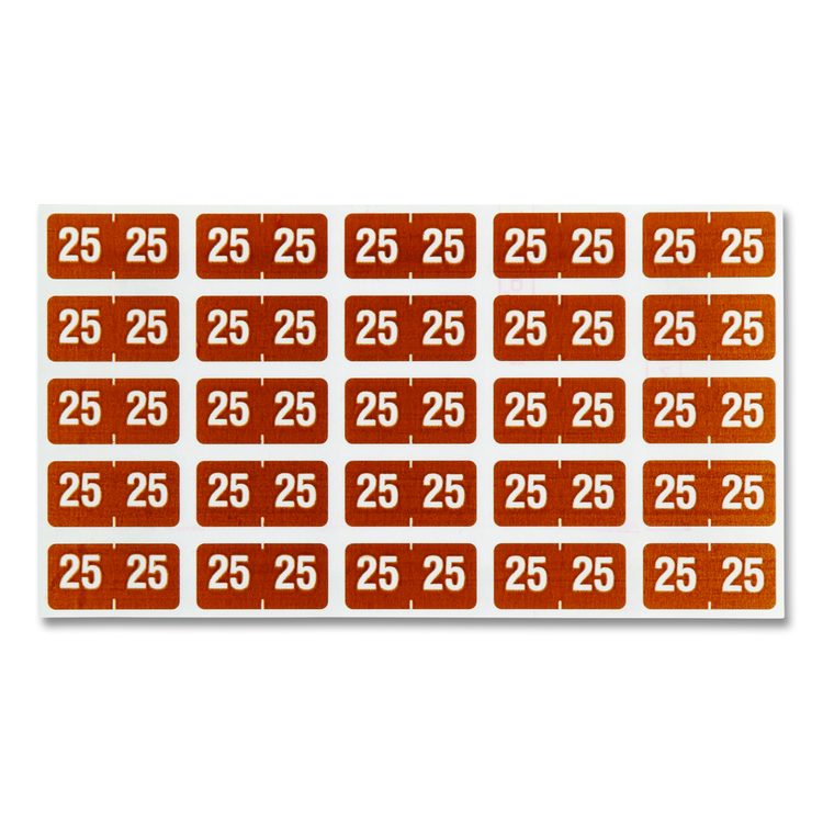 Yearly End Tab File Folder Labels, 25, 0.5 x 1, Brown, 25/Sheet, 10 Sheets/Pack