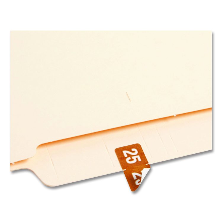 Yearly End Tab File Folder Labels, 25, 0.5 x 1, Brown, 25/Sheet, 10 Sheets/Pack