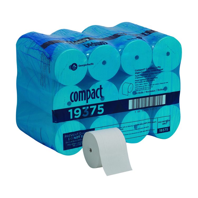 Compact Coreless Bath Tissue, Septic Safe, 2-Ply, White, 1,000 Sheets/Roll, 36 Rolls/Carton