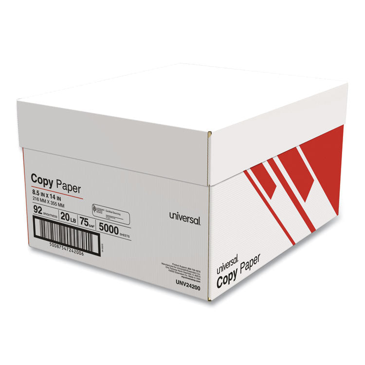 Legal Size Copy Paper, 92 Bright, 20 lb Bond Weight, 8.5 x 14, White, 500 Sheets/Ream, 10 Reams/Carton