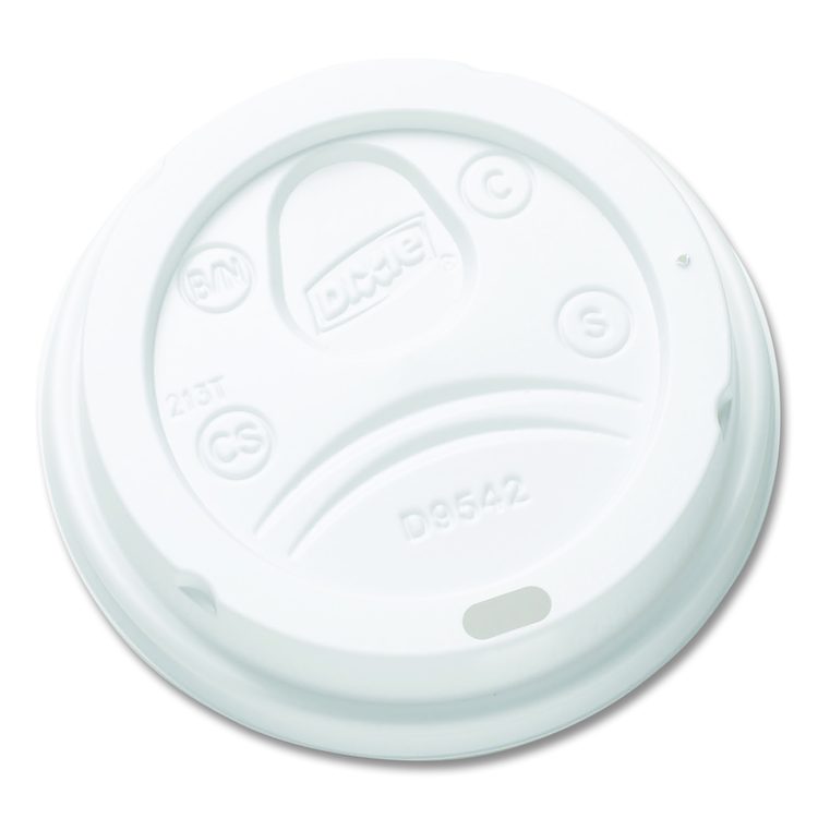 Dome Drink-Thru Lids, Fits 10 oz to 16 oz Hot Cups, Plastic, White, 1,000/Carton
