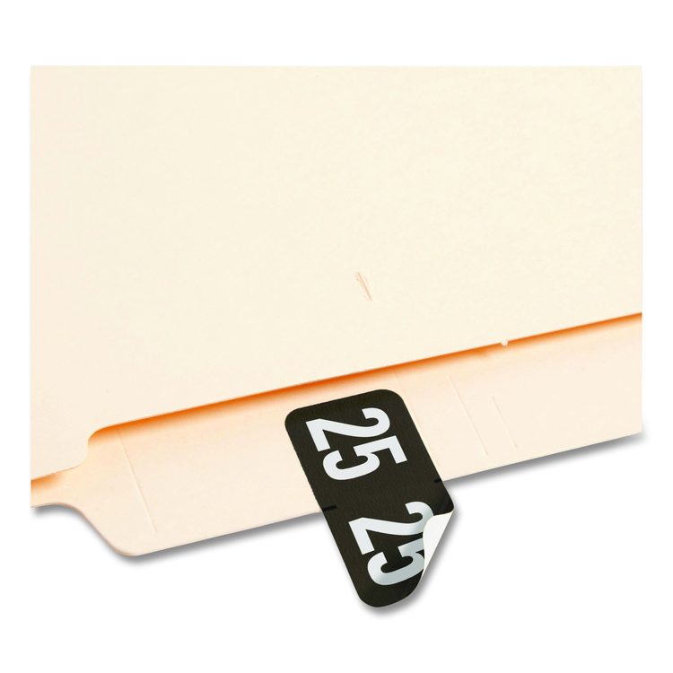 Yearly End Tab File Folder Labels, 25, 0.75 x 1.5, Black, 500/Roll