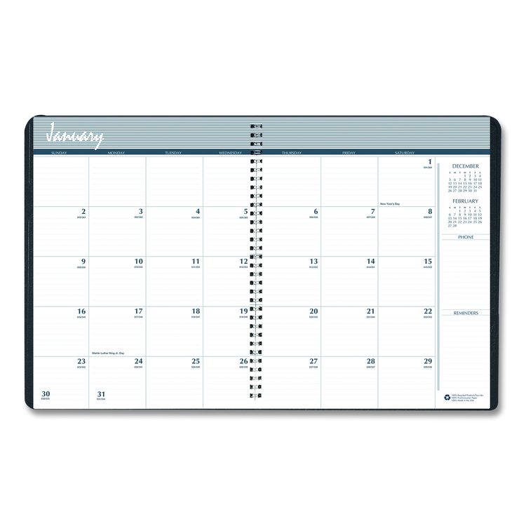 14-Month Recycled Ruled Monthly Planner, 8.75 x 6.78, Black Cover, 14-Month: Dec 2025 to Jan 2027