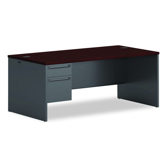 38000 Series Left Pedestal Desk, 72" x 36" x 29.5", Mahogany/Charcoal