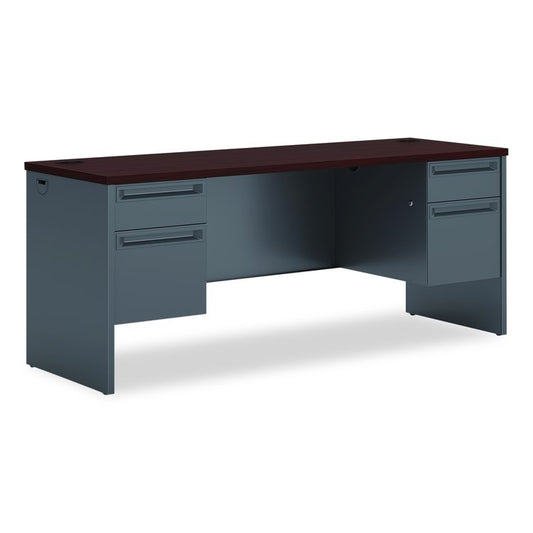 38000 Series Kneespace Credenza, 72w x 24d x 29.5h, Mahogany/Charcoal