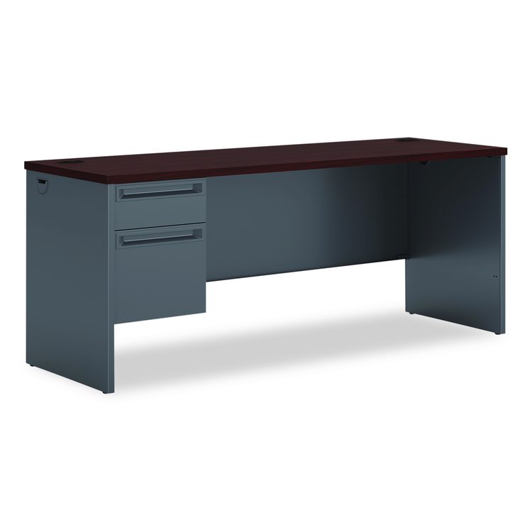 38000 Series Left Pedestal Credenza, 72w x 24d x 29.5h, Mahogany/Charcoal