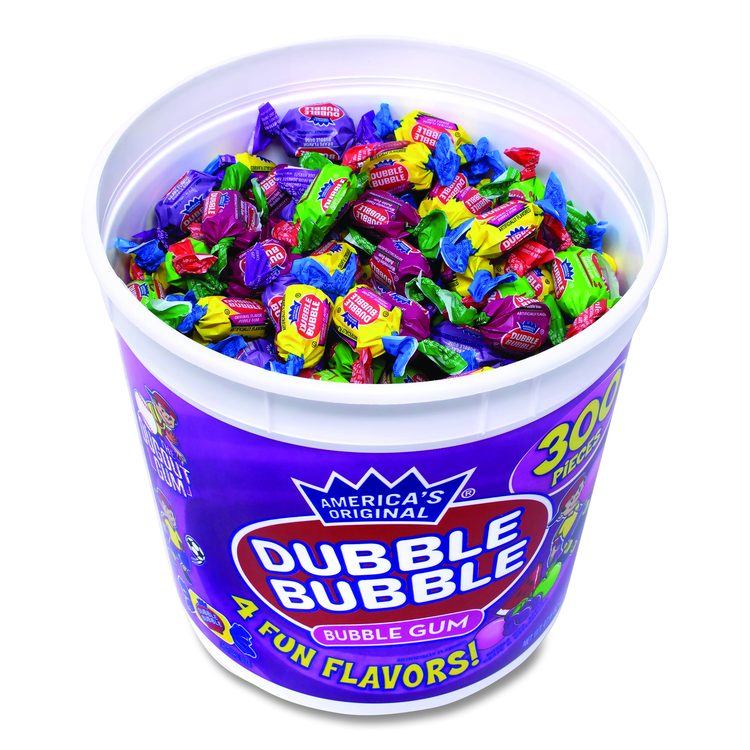 Bubble Gum Assorted Flavor Twist Tub, 300 Pieces/Tub, 1 Tub/Carton
