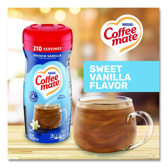 Non-Dairy Powdered Creamer, French Vanilla, 15 oz Canister, 12/Carton