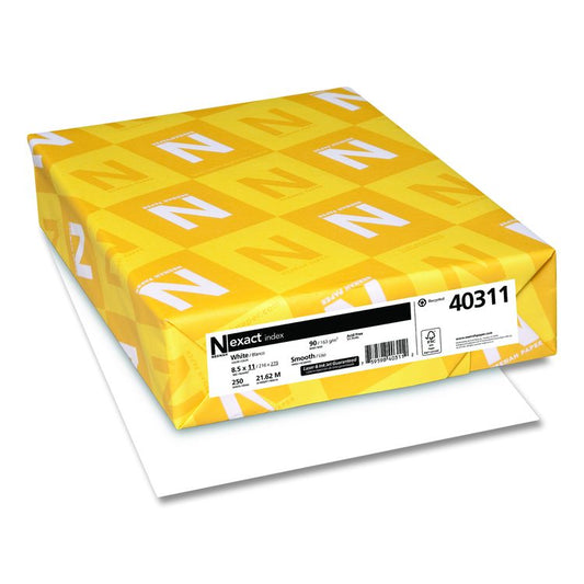Exact Index Card Stock, 94 Bright, 90 lb Index Weight, 8.5 x 11, White, 250/Pack