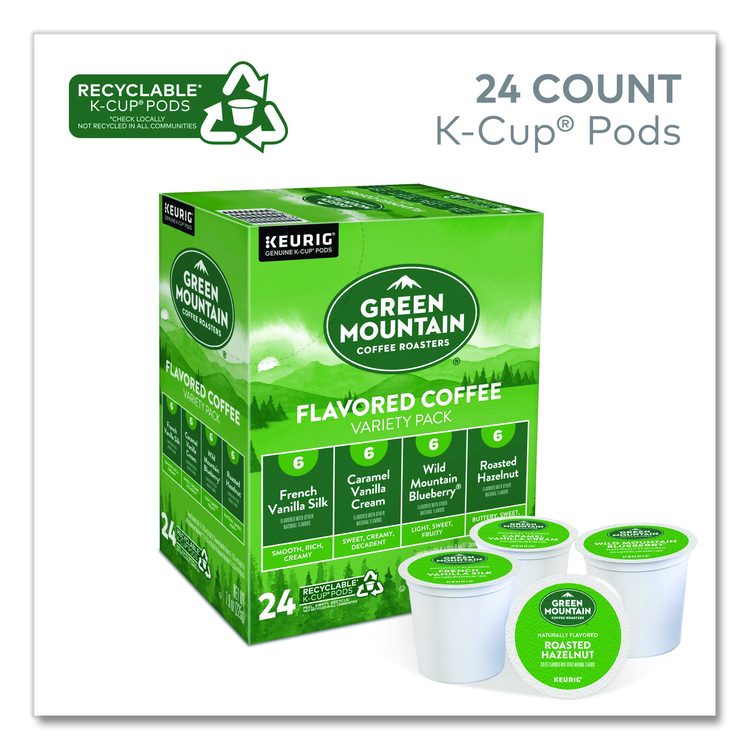 Flavored Variety Coffee K-Cups, Assorted Flavors, 0.38 oz K-Cup, 24/Box