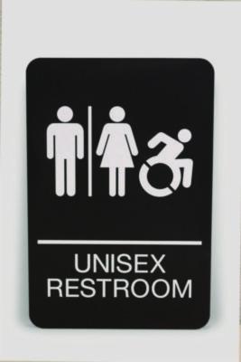 USS7772 SIGN,UNISEX RESTROOM,BK