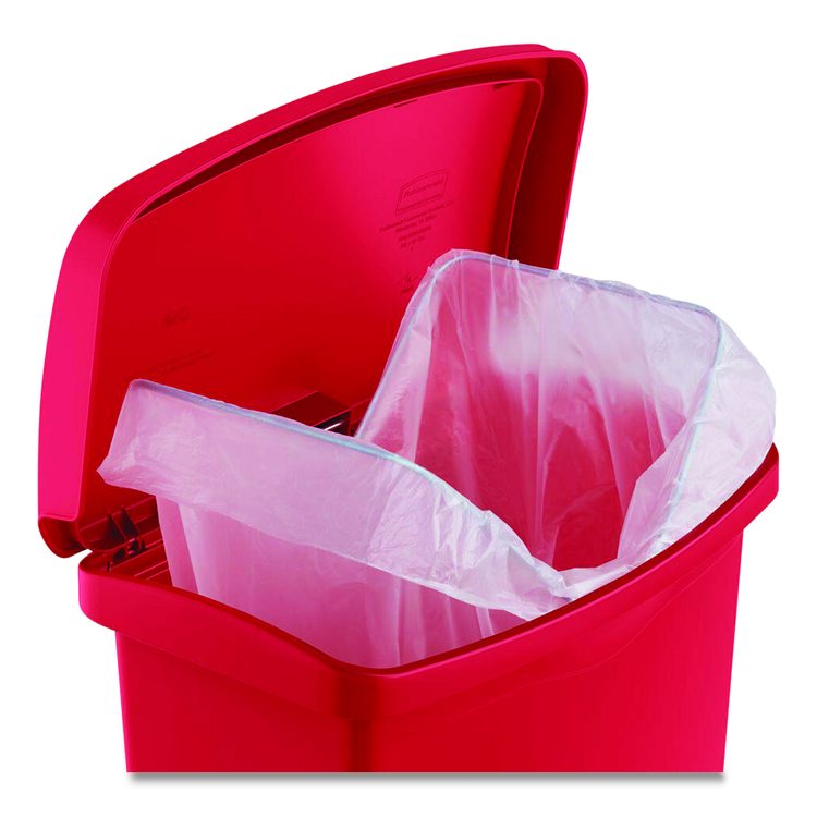 Streamline Resin Step-On Container, Front Step Style, 13 gal, Polyethylene, Red