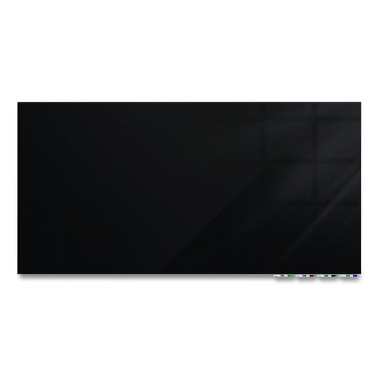 Aria Low-Profile Frameless Magnetic Glassboard, 36" x 24", Black Surface