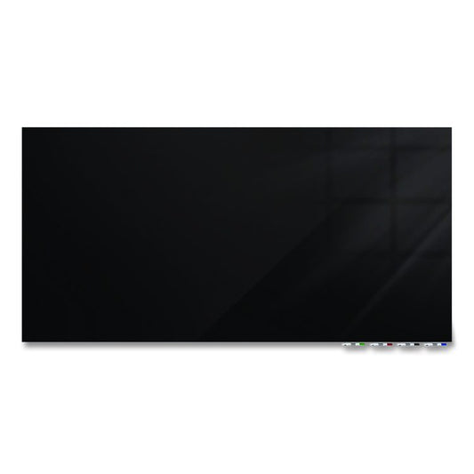 Aria Low-Profile Frameless Magnetic Glassboard, 48" x 36", Black Surface