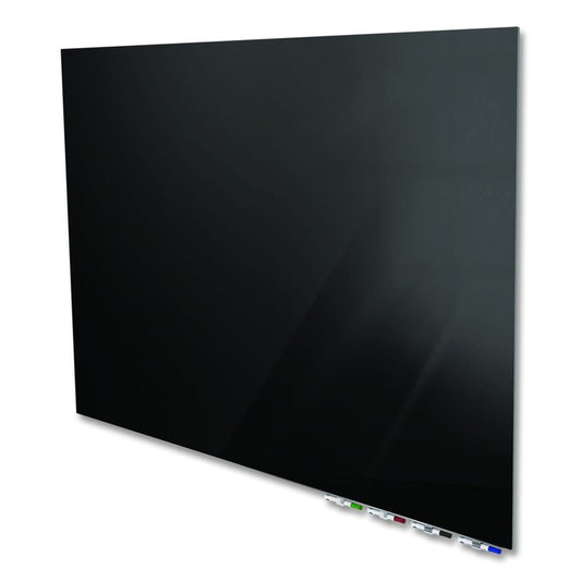 Aria Low-Profile Frameless Magnetic Glassboard, 72" x 48", Black Surface