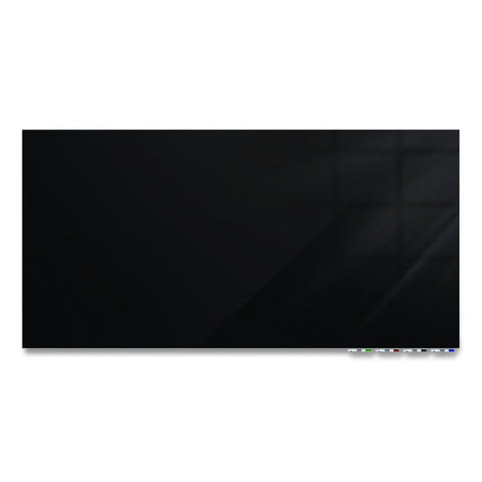 Aria Low-Profile Frameless Magnetic Glassboard, 72" x 48", Black Surface