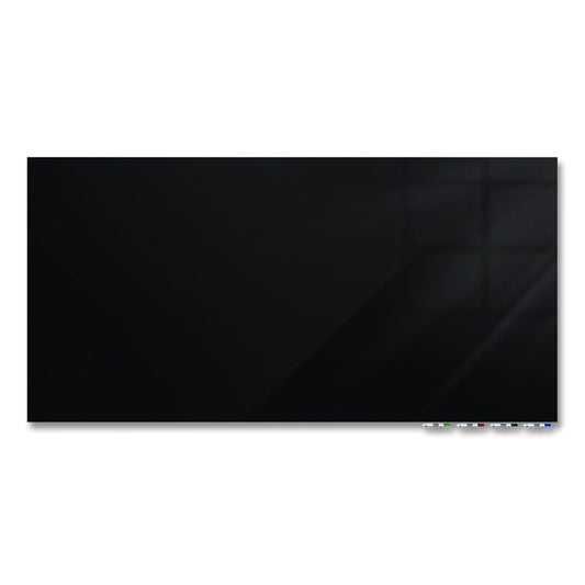 Aria Low-Profile Frameless Magnetic Glassboard, 96" x 48", Black Surface