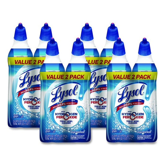 Toilet Bowl Cleaner with Oxi Action, Ocean Fresh Scent, 24 oz Angle-Neck Bottle, 2/Pack, 4 Packs/Carton