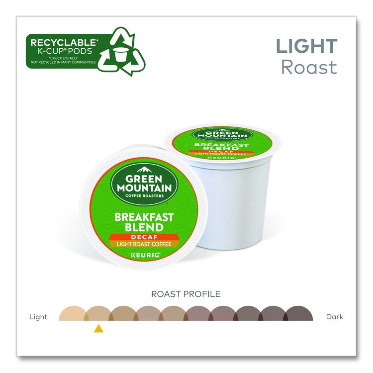 Breakfast Blend Decaf Coffee K-Cups, 24/Box