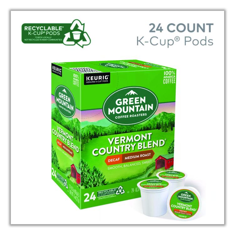 Vermont Country Blend Decaf Coffee K-Cups, 24/Box