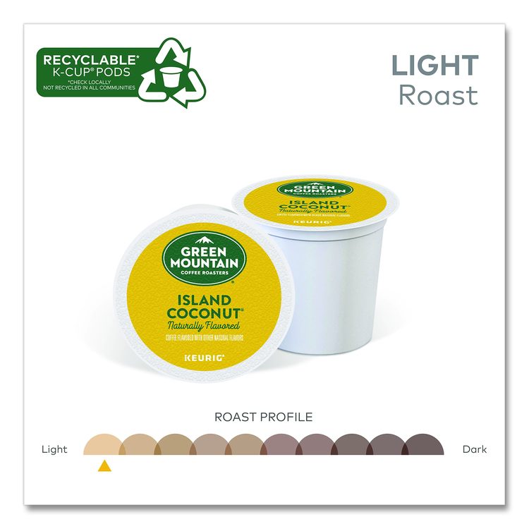Island Coconut Coffee K-Cup Pods, 24/Box
