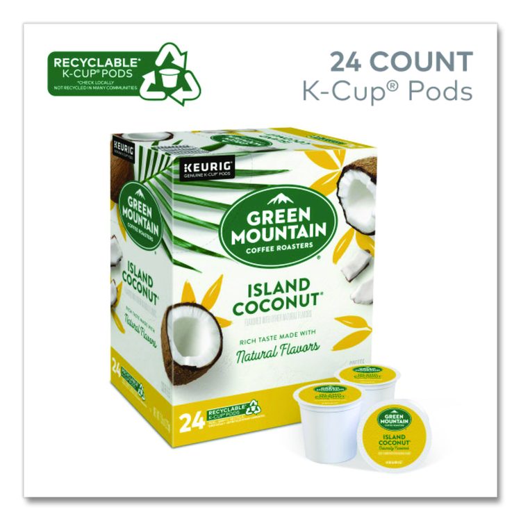 Island Coconut Coffee K-Cup Pods, 24/Box