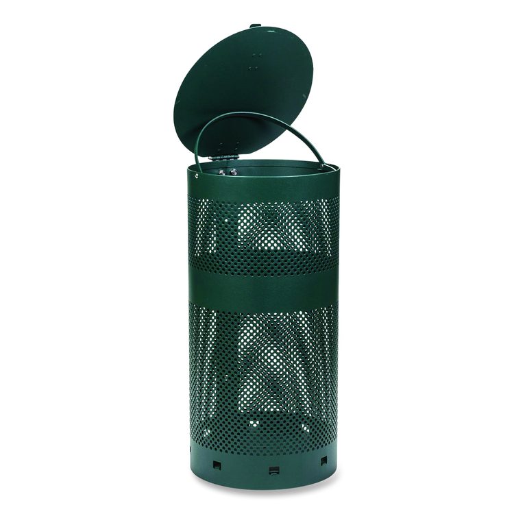 Dog Waste Station, 12 gal, Open Top, Green/White