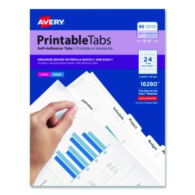 AVE16280 TAB,PRTBL,1 1/4"96/PK,WHT
