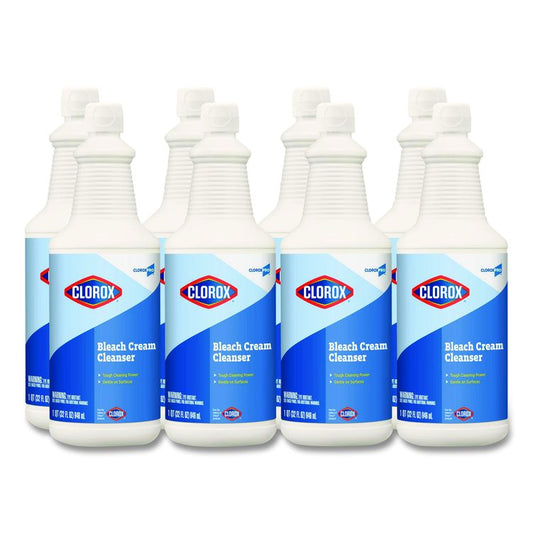 CloroxPro Bleach Cream Cleanser, 32 oz Bottle, 8/Carton