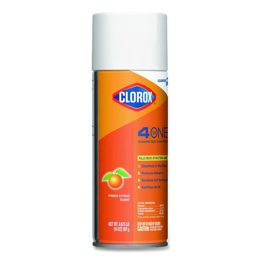 4-in-One Disinfectant and Sanitizer, Citrus Scent, 14 oz Aerosol Spray