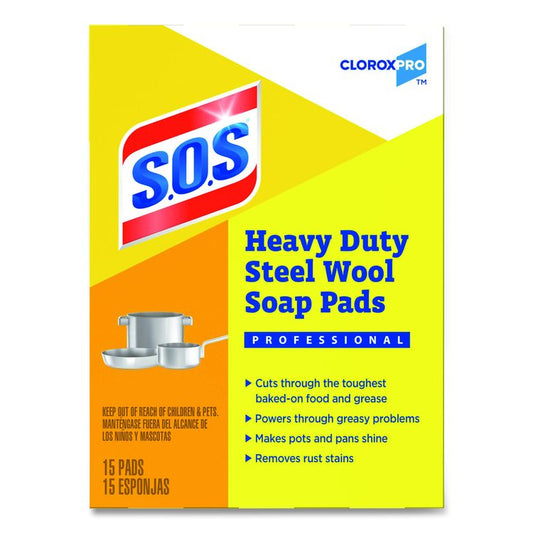 Steel Wool Soap Pads, 2.4 x 3, Steel, 15 Pads/Box, 12 Boxes/Carton