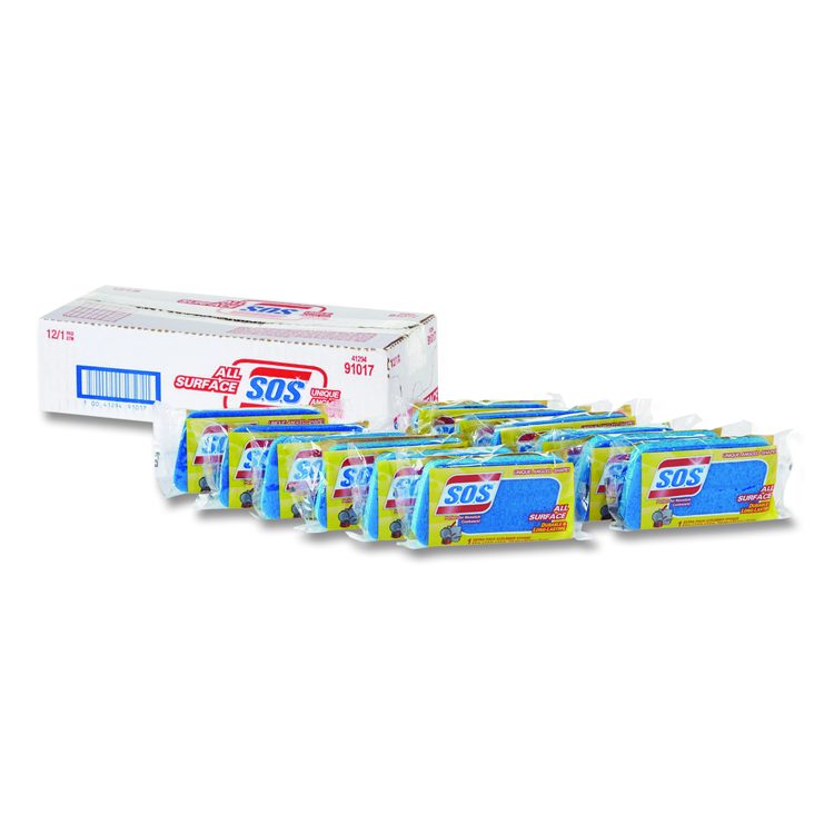 All Surface Scrubber Sponge, 2.5 x 4.5, 0.9" Thick, Dark Blue/Light Blue (Each)