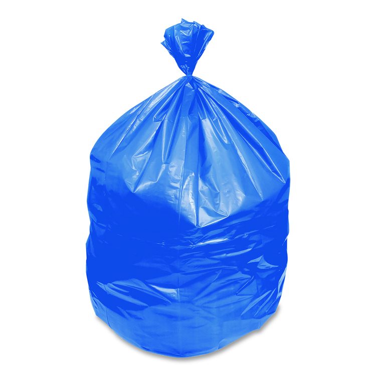 Eco Blend Max Can Liners, 45 gal, 0.8 mil, 40" x 46", Blue, 25 Bags/Roll, 6 Rolls/Carton