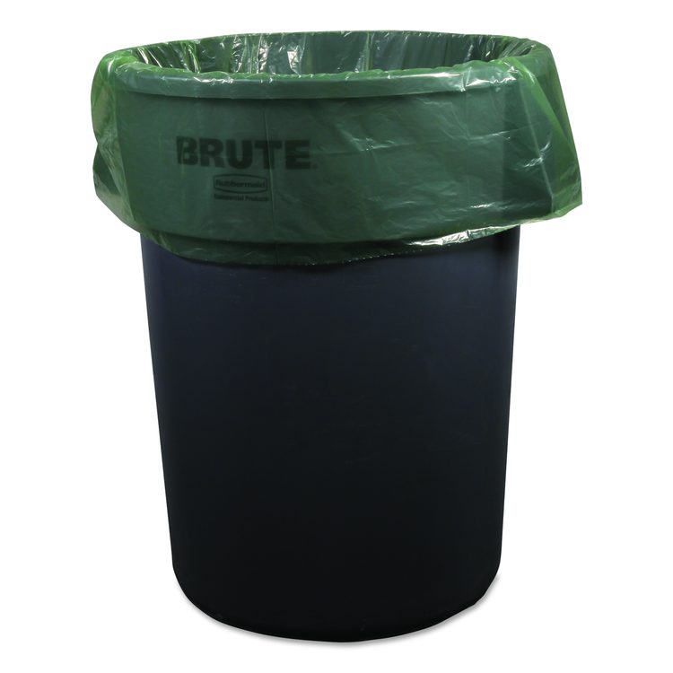 Eco Blend Max Can Liners, 45 gal, 0.8 mil, 40" x 46", Green, 25 Bags/Roll, 6 Rolls/Carton
