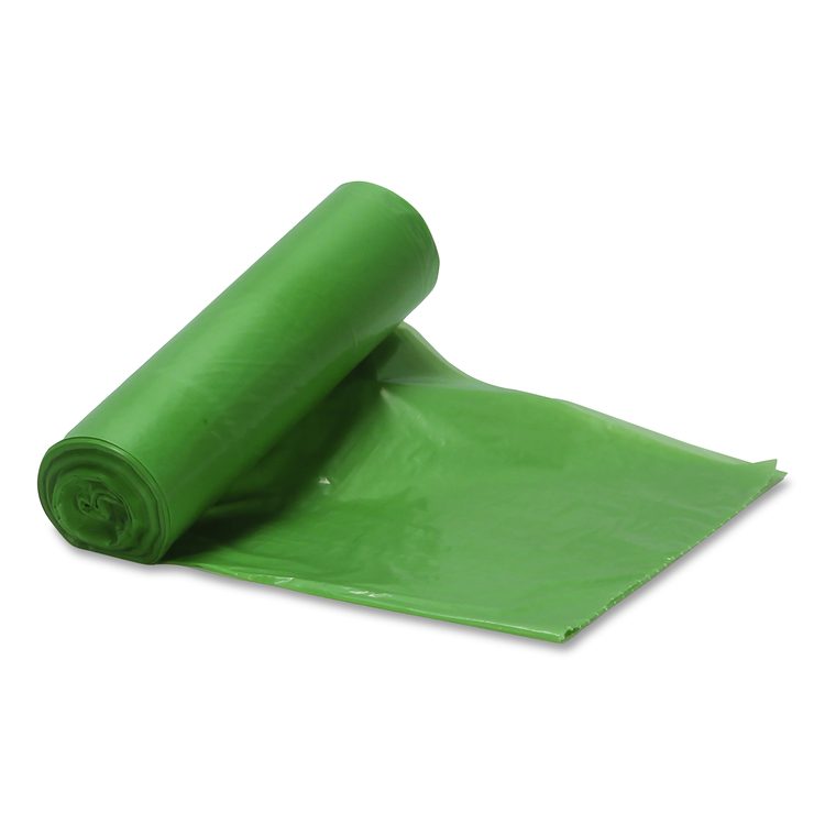 Eco Blend Max Can Liners, 60 gal, 0.8 mil, 38" x 58", Green, 20 Bags/Roll, 5 Rolls/Carton