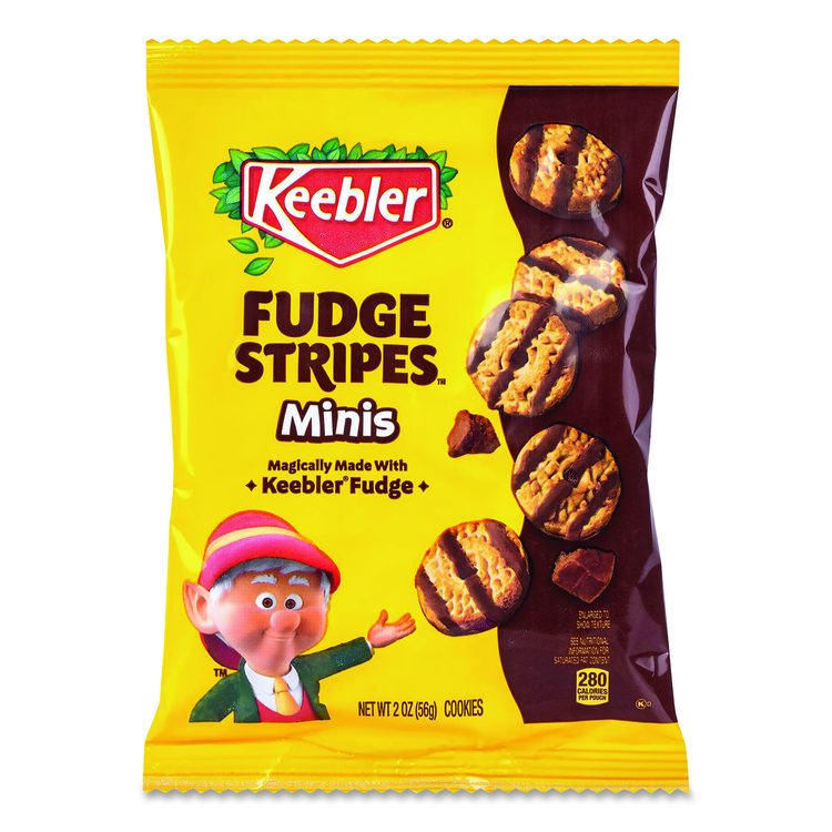 Mini Cookies, Fudge Stripes, 2 oz Pouch, 36/Box