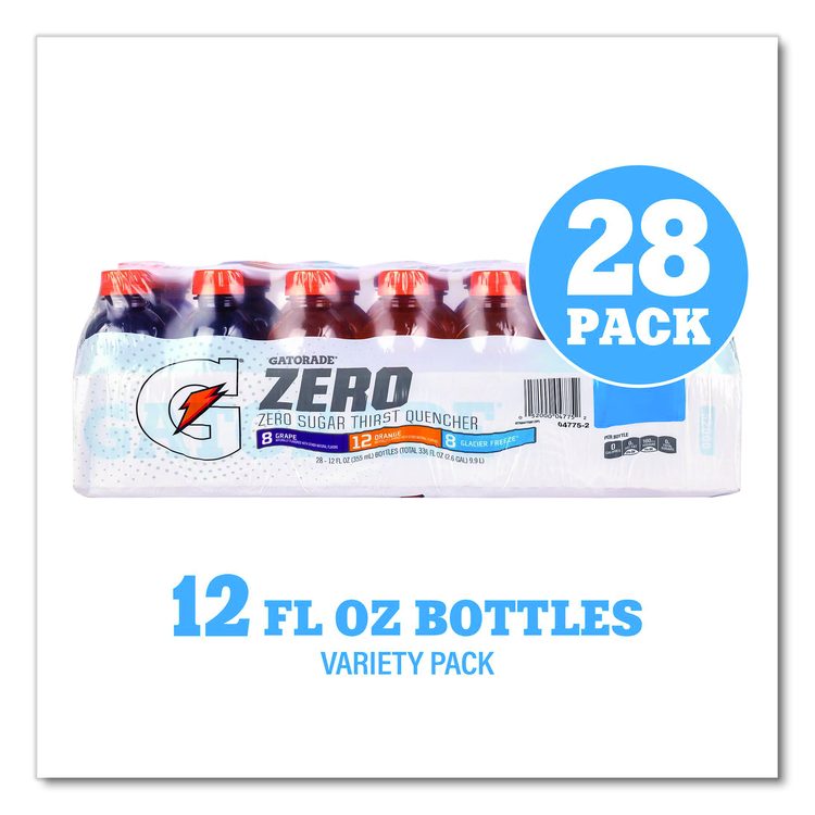 Zero Variety Pack, Assorted Flavors, 12 oz Bottle, 28/Carton