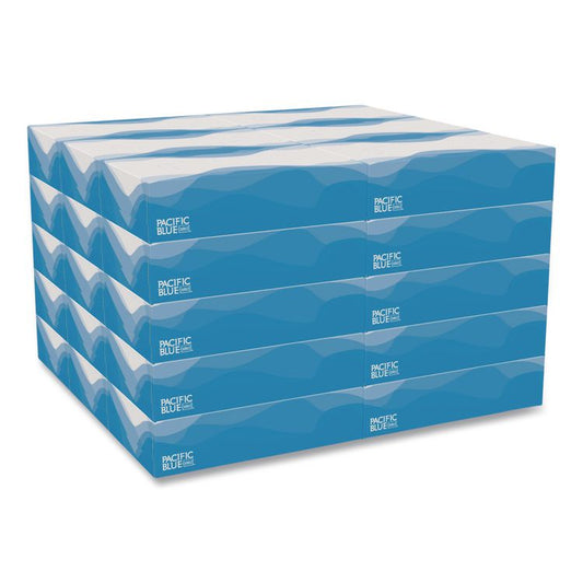 Pacific Blue Select Facial Tissue, Flat Box, 2-Ply, White, 100 Sheets/Box, 30 Boxes/Carton