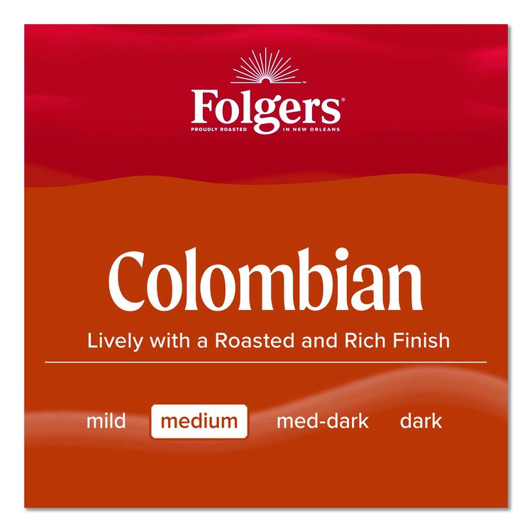 100% Colombian Coffee, 22.6 oz Canister, 6/Carton
