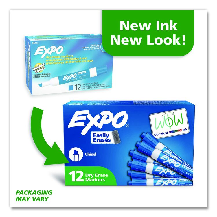 Low-Odor Dry-Erase Marker, Broad Chisel Tip, Blue, Dozen