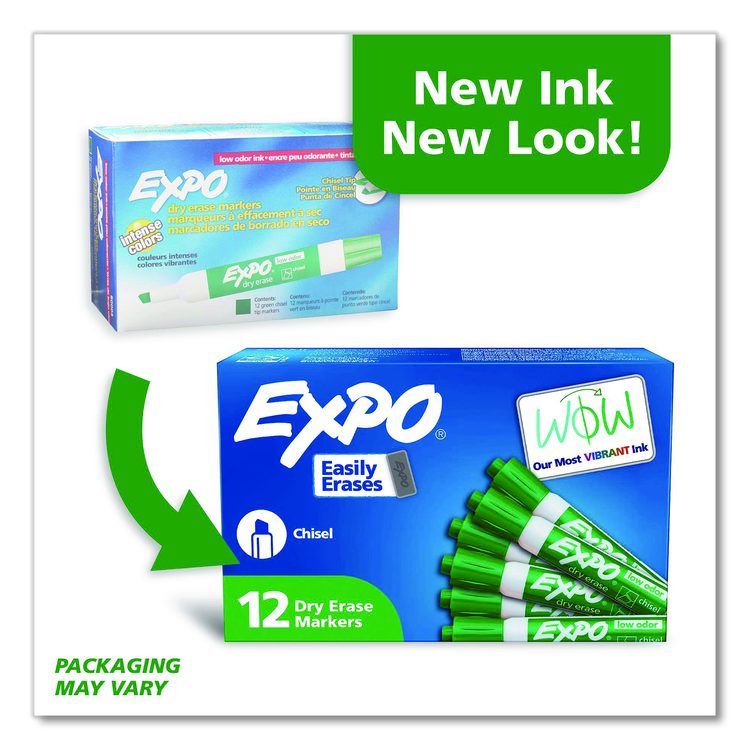 Low-Odor Dry-Erase Marker, Broad Chisel Tip, Green, Dozen