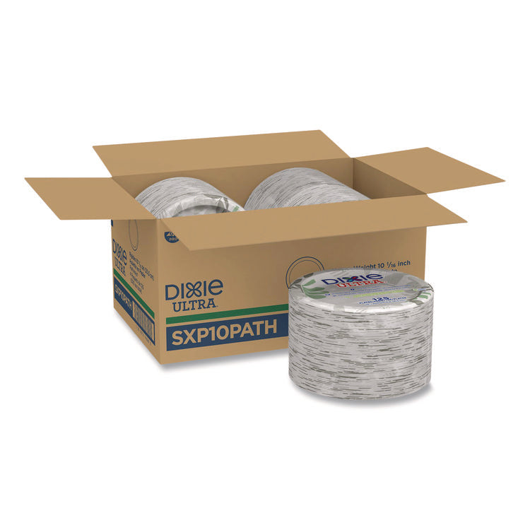 Pathways Soak Proof Shield Heavyweight Paper Plates, WiseSize, 10.13" dia, Green/Burgundy, 500/Carton