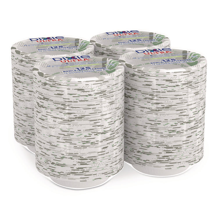Pathways with Soak Proof Shield Heavyweight Paper Bowls, WiseSize, 12 oz, Green/Burgundy, 125/Pack, 4 Packs/Carton