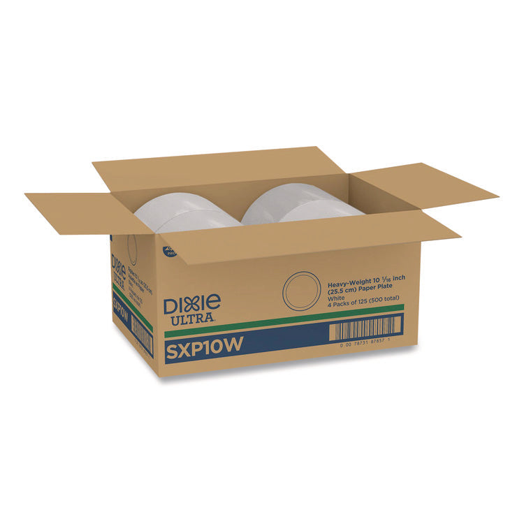 Heavy-Weight Paper Plates, 10" dia, White, 125/Pack, 4 Packs/Carton