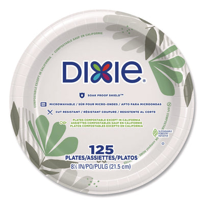 Pathways Soak-Proof Shield Mediumweight Paper Plates, 8.5" dia., Green/Burgundy, 1,000/Carton