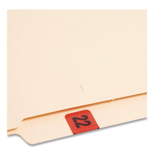 Yearly End Tab File Folder Labels, 22, 0.75 x 1.5, Red, 500 Labels/Roll