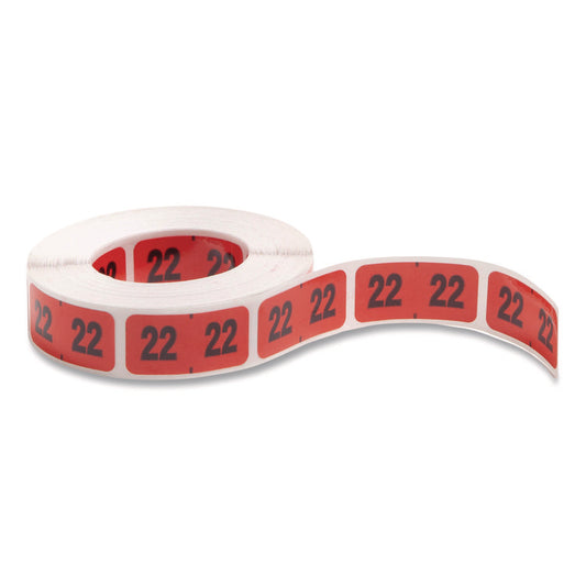 Yearly End Tab File Folder Labels, 22, 0.75 x 1.5, Red, 500 Labels/Roll