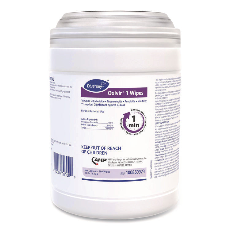 Oxivir 1 Wipes, 1-Ply, 6 x 7, 160/Canister, 12 Canisters/Carton