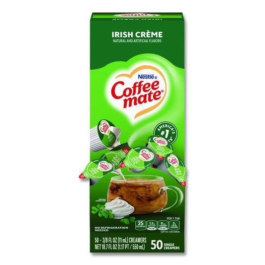 Liquid Coffee Creamer, Irish Cream, 0.38 oz Mini Cups, 50/Box